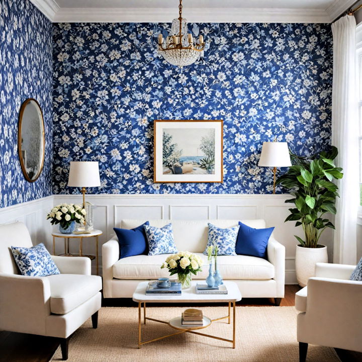 blue and white wallpaper decor