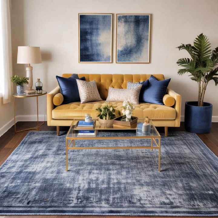 blue area rug living room