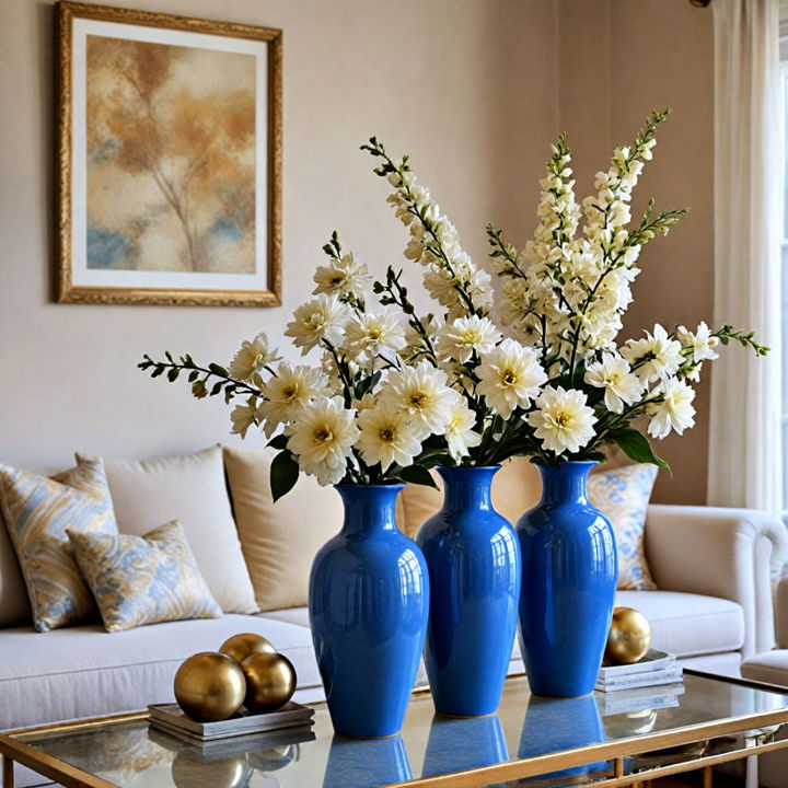 blue ceramic vases for living room