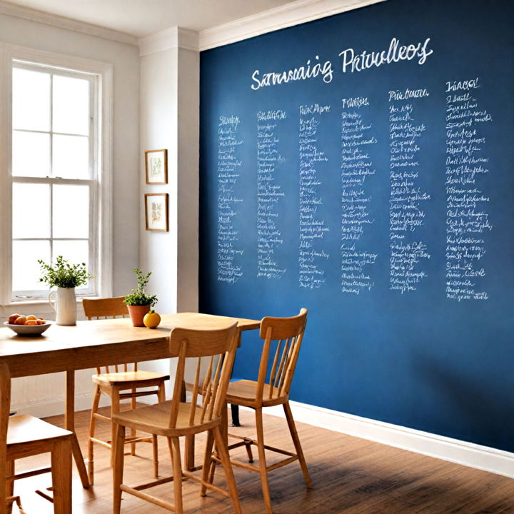 blue chalkboard wall for kitchen