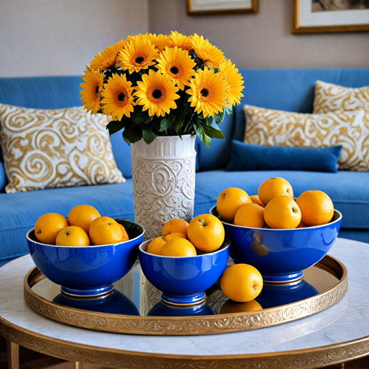 blue decorative bowls for living room