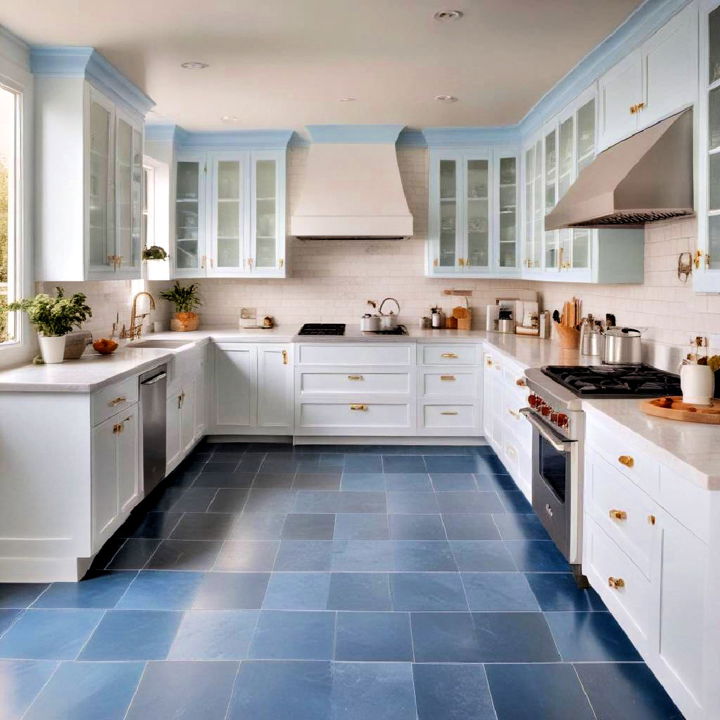 blue floors with white accents for elegance