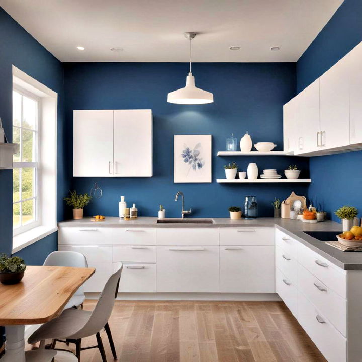 blue kitchen accent wall