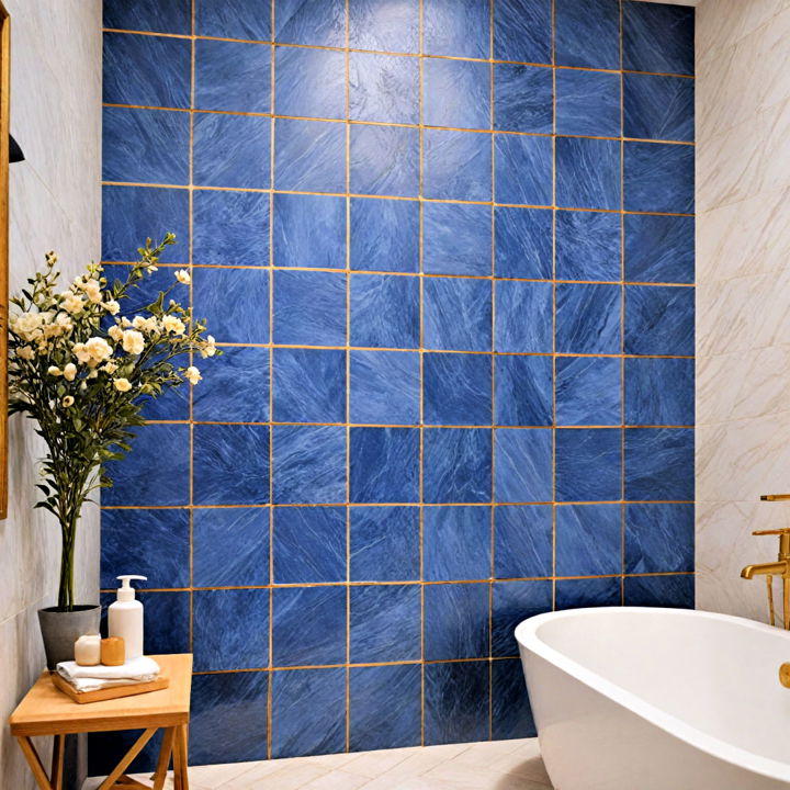 blue tiles with gold grout design