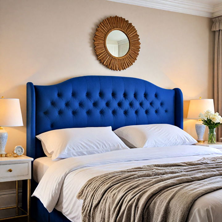 blue upholstered headboard