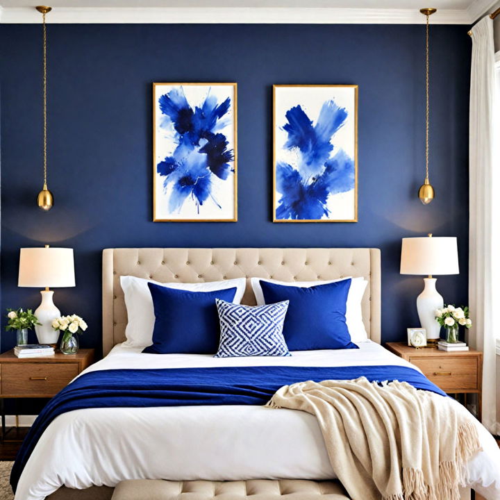 blue wall art for bedroom