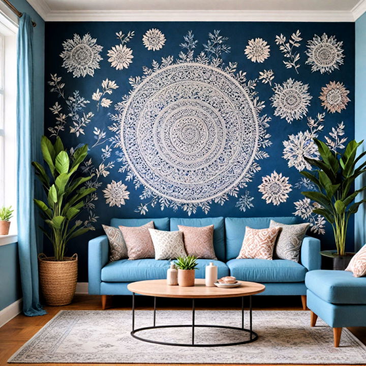 bohemian accent wall for living room