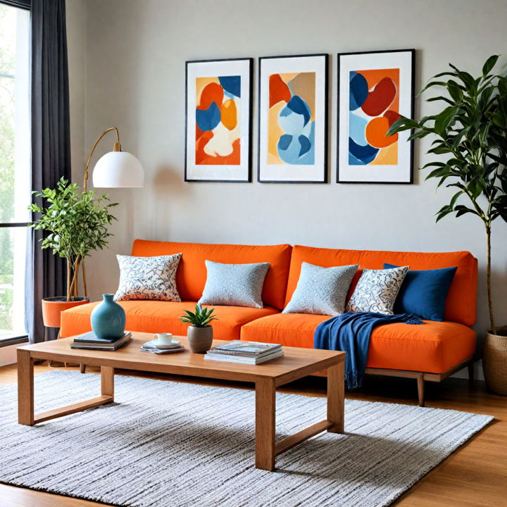 bold orange armless sofa