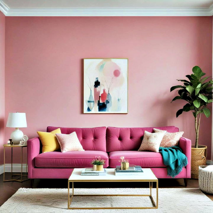 bold statement with fuchsia pink couch