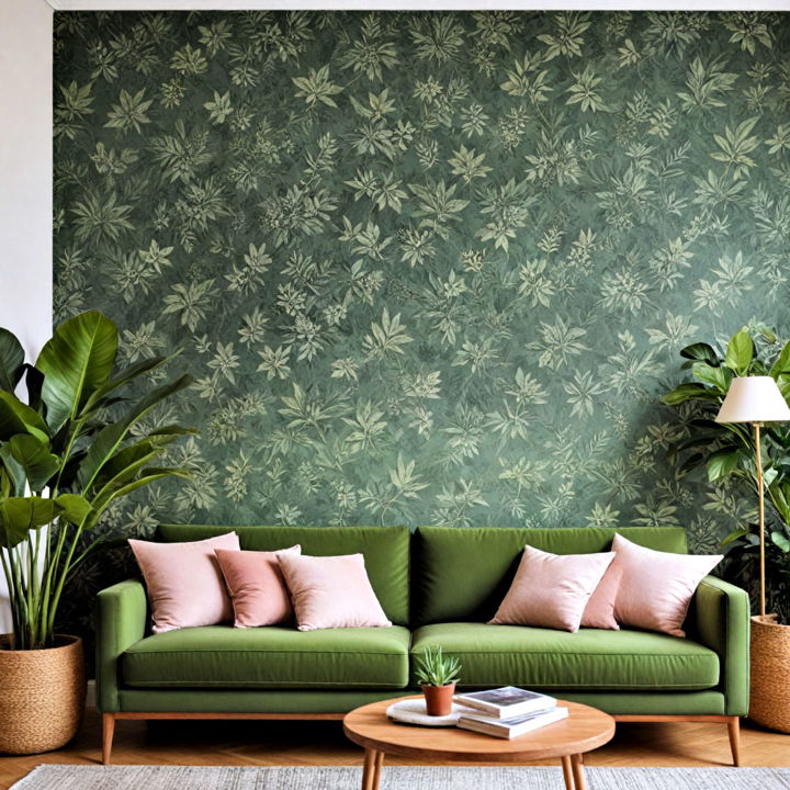 botanical themed wallpaper to complement couch