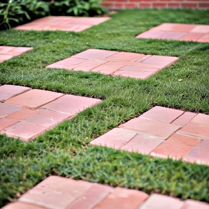 brick and grass combination walkway