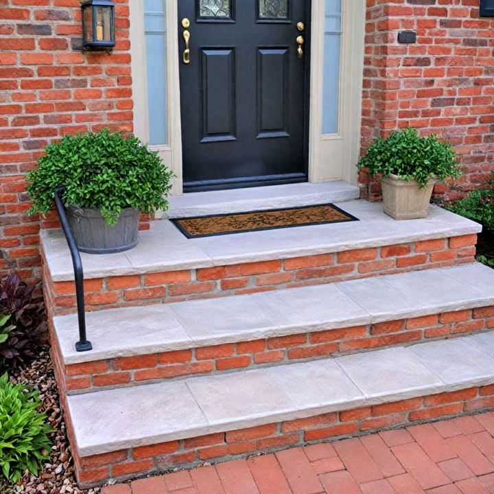 brick and stone combo front steps