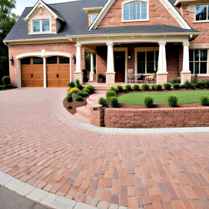 brick driveway to elevate curb appeal