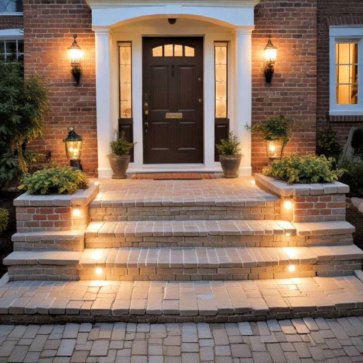 brick steps with lighting