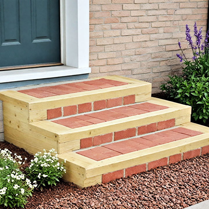 brick steps with wooden treads