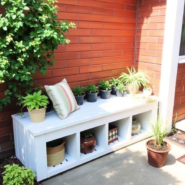 built in garden bench idea