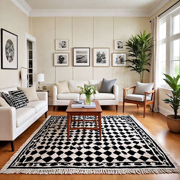 checkerboard rug for living room