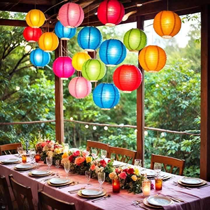 cheerful and colorful paper lanterns