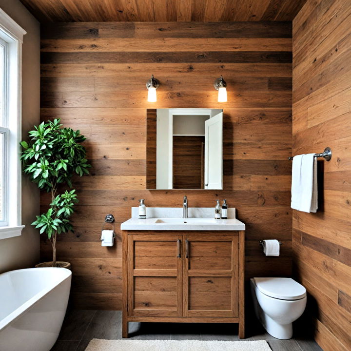 chestnut wood paneling for bathroom