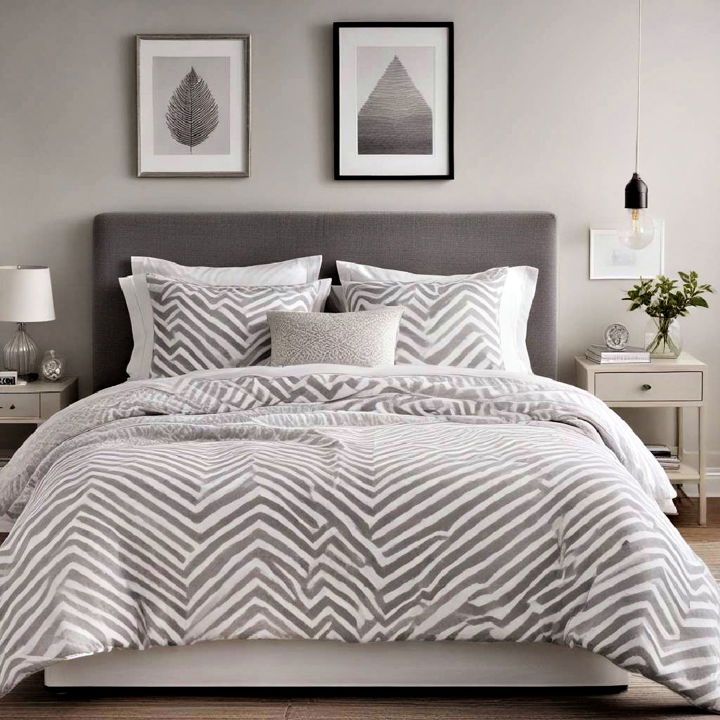 chevron bedspread for grey and white bedroom