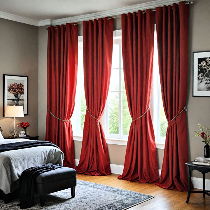 chic red and black curtains