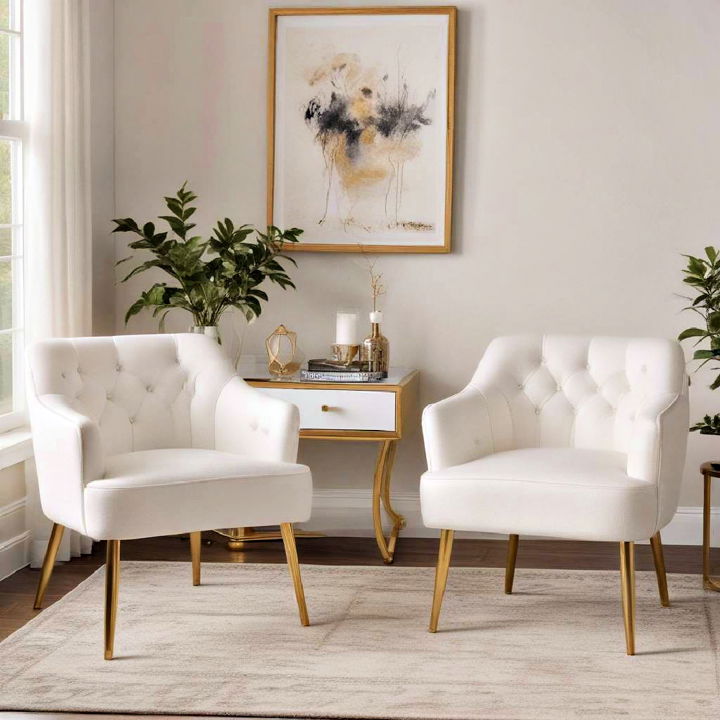 chic white and gold accent chairs design