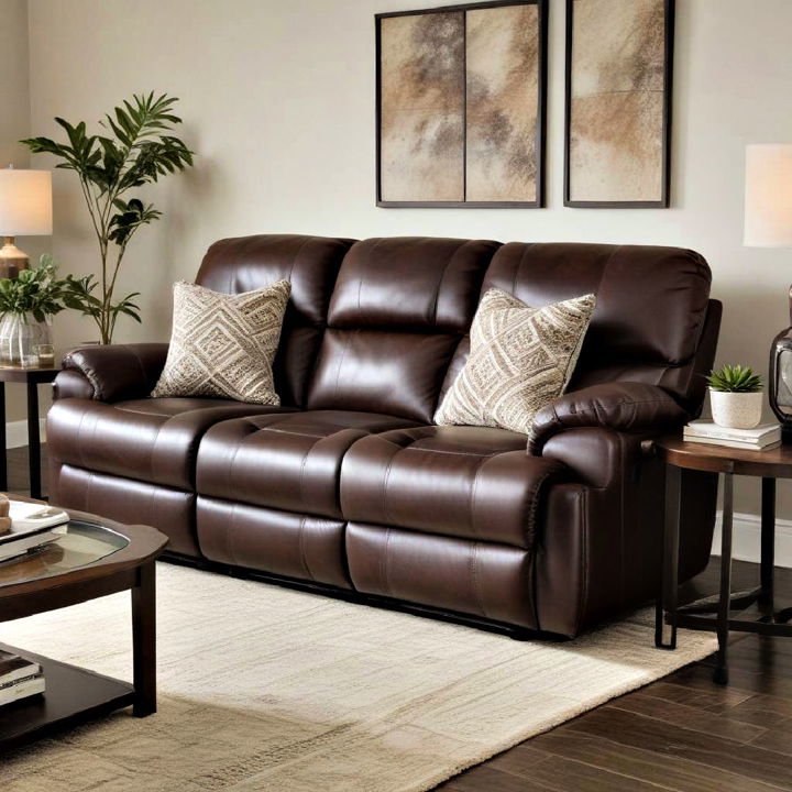 chocolate brown plush recliner sofa