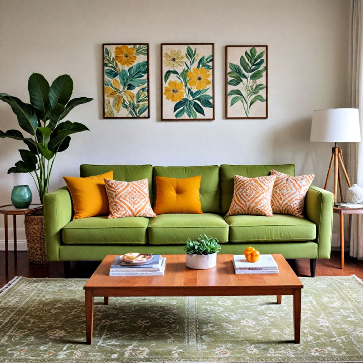 citrus green accents living room