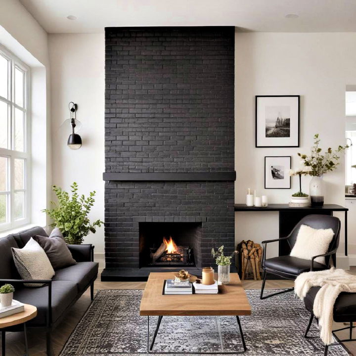 classic black brick fireplace