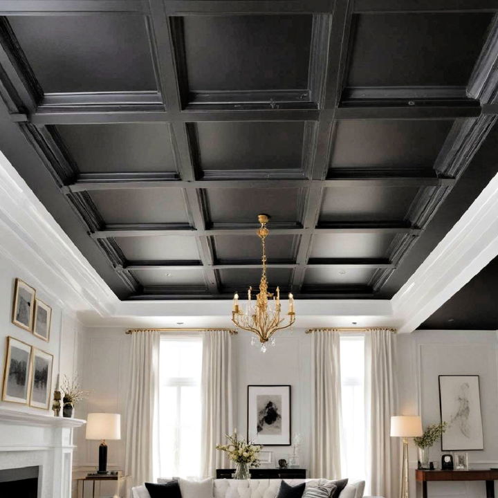 classic black coffered ceiling idea