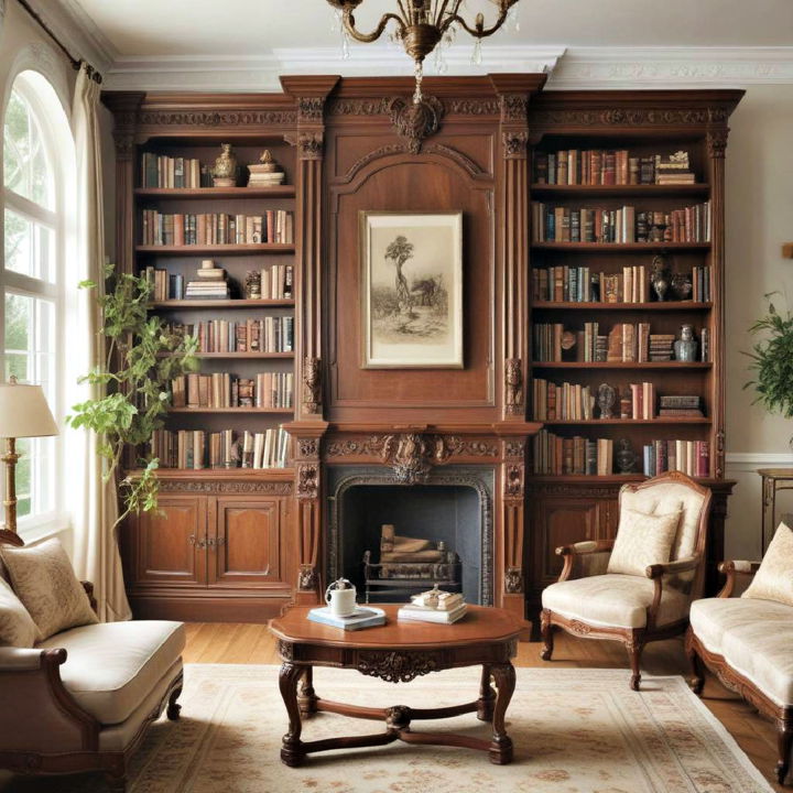classic bookshelves for living room