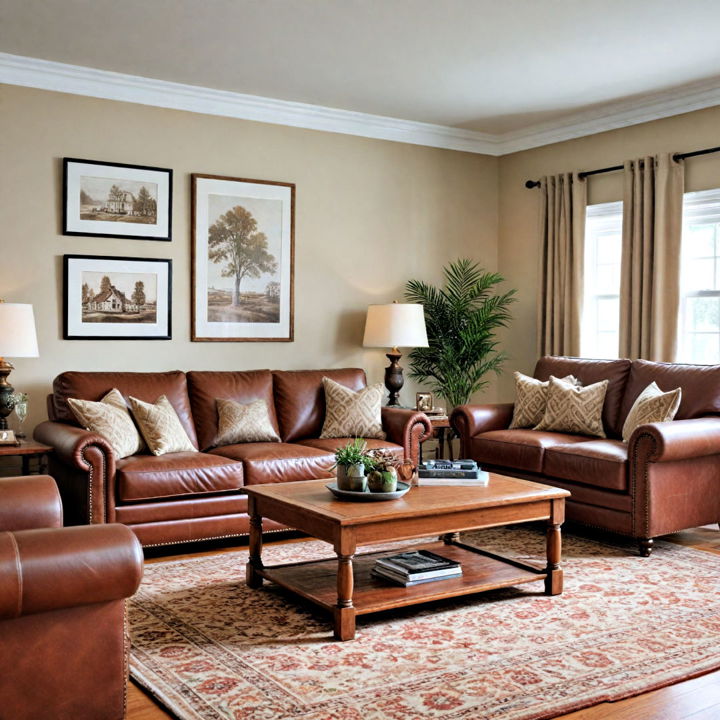 classic comfort brown leather couch