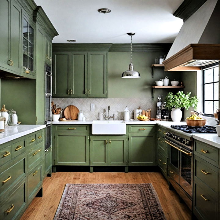 classic elegance olive green kitchen