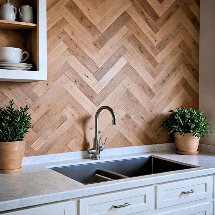 classic herringbone shiplap backsplash