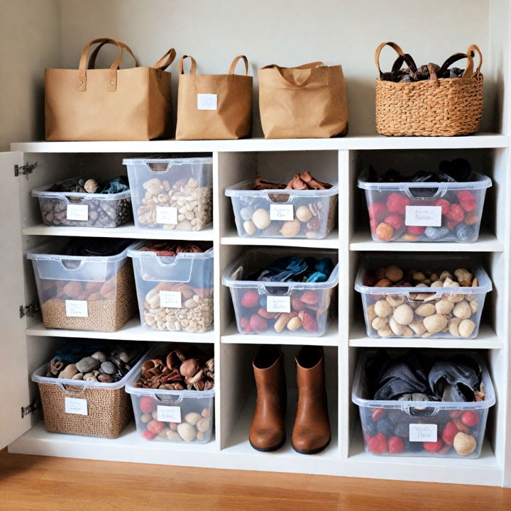 clear storage bins for boot room