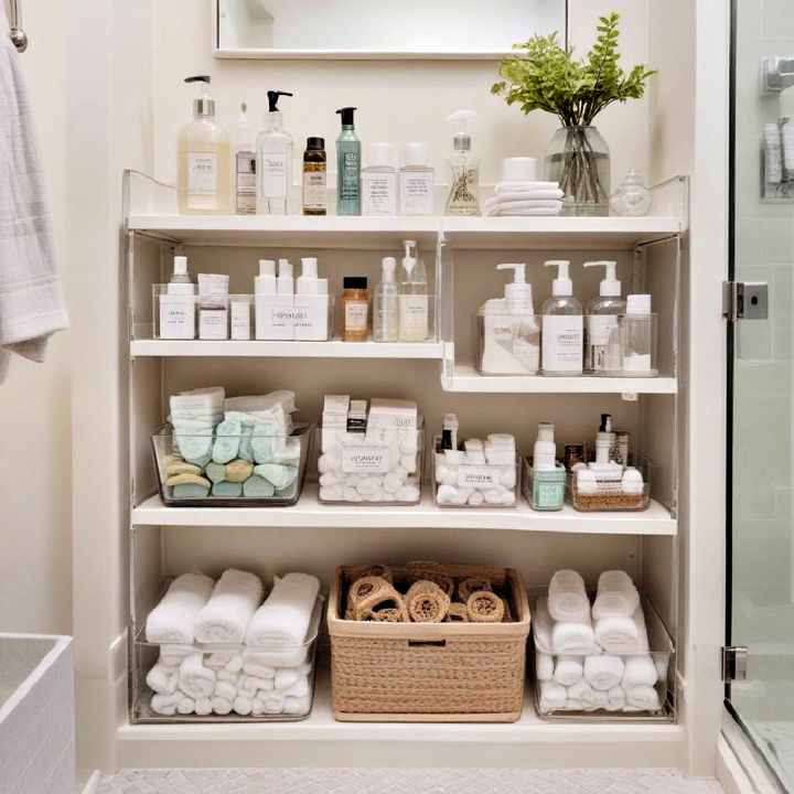 clear storage containers bathroom organized