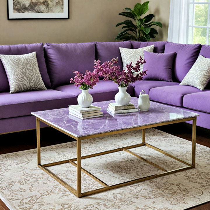 coffee table with purple accent