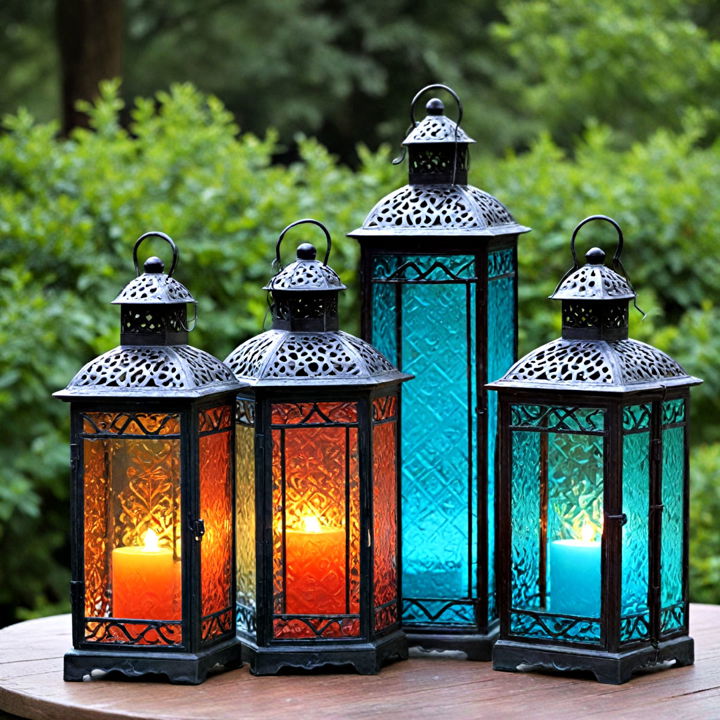 colored glass lanterns decor