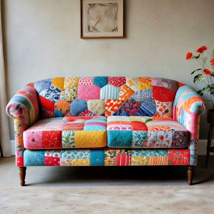 colorful patchwork living room couch