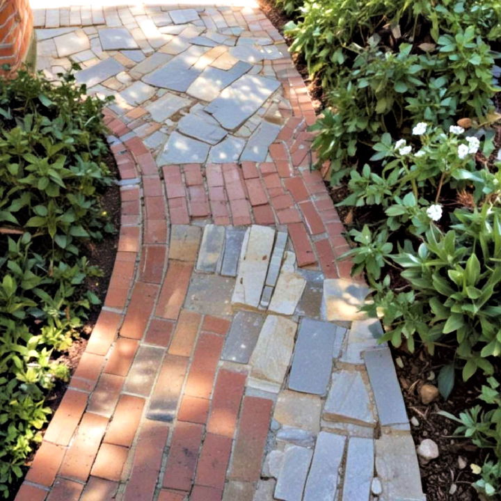 combination of brick and stone walkway