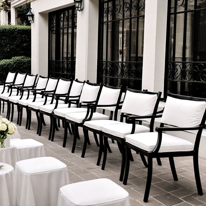 comfortable white cushions on black chairs