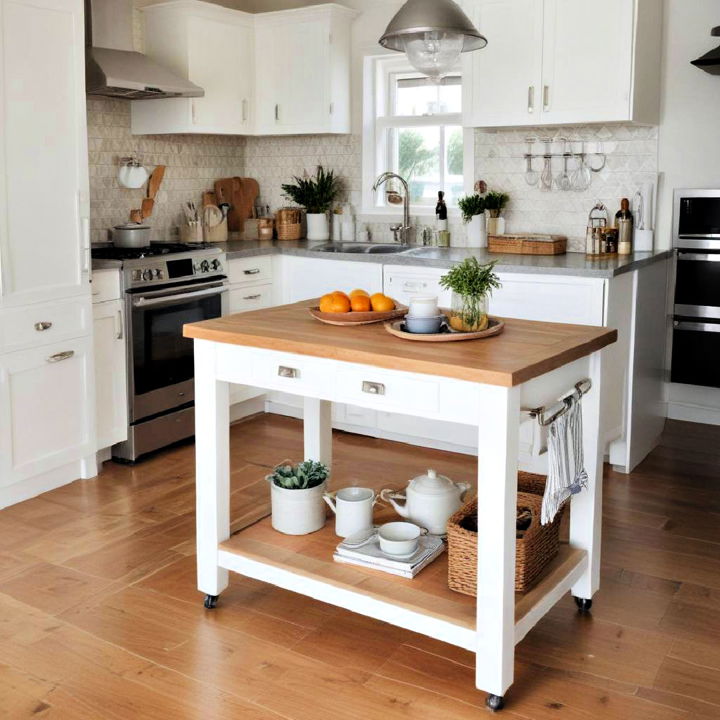 compact island table for small kitchen