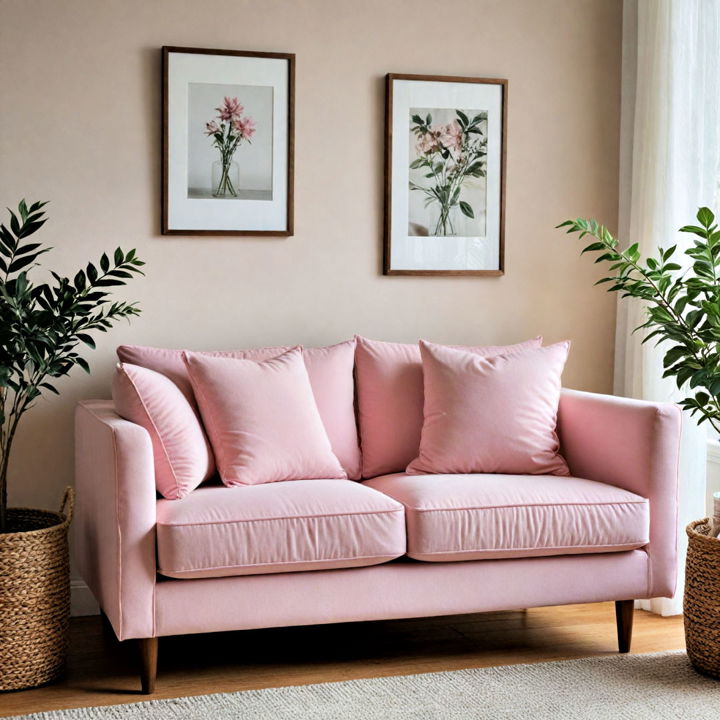 compact soft pink loveseat