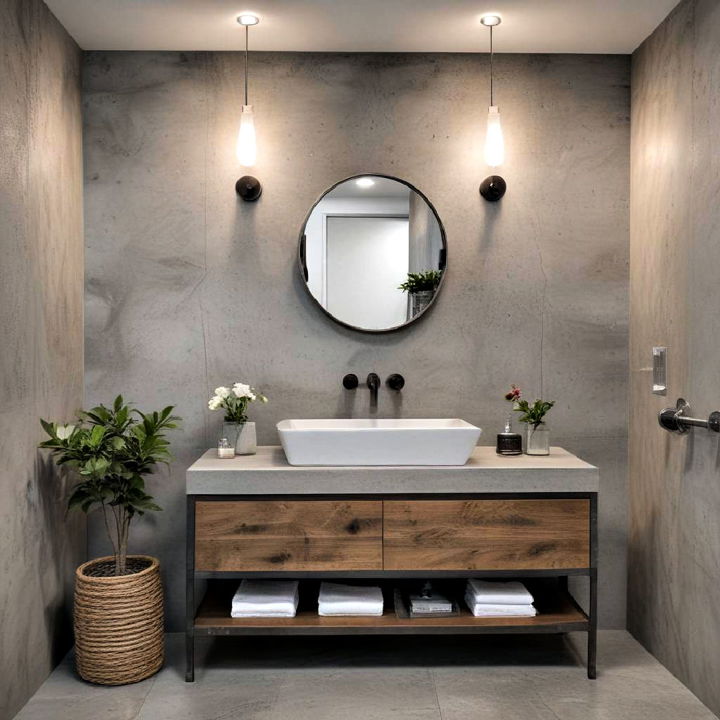 concrete accent walls for bathroom