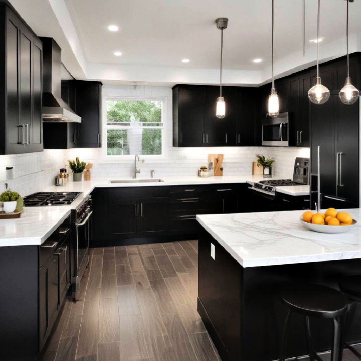 contemporary charm black kitchen cabinet