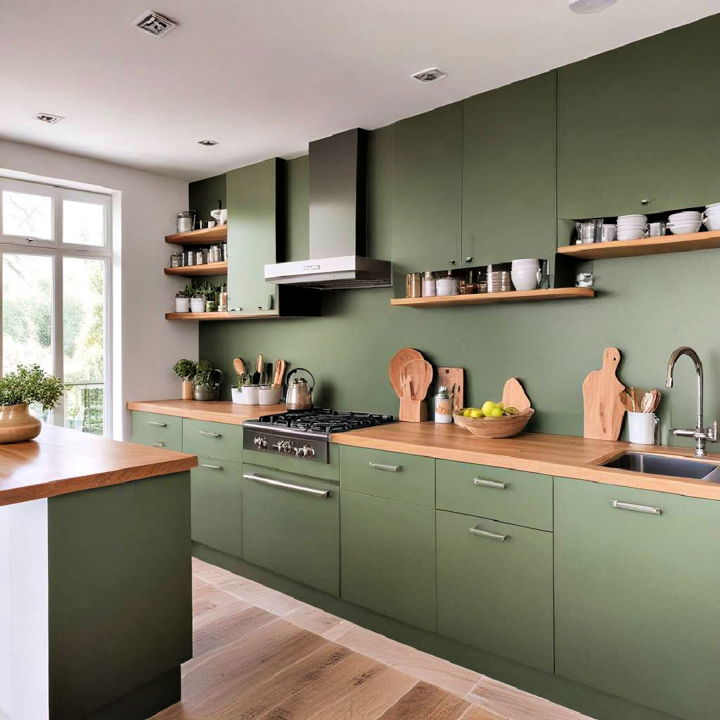 contemporary edge green kitchen