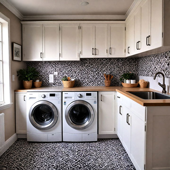 contrasting backsplash for laundry room