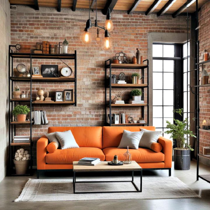 cool industrial chic orange couch