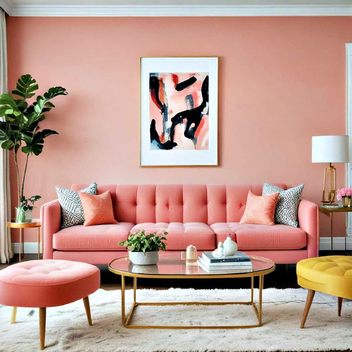 coral pink couch living room idea