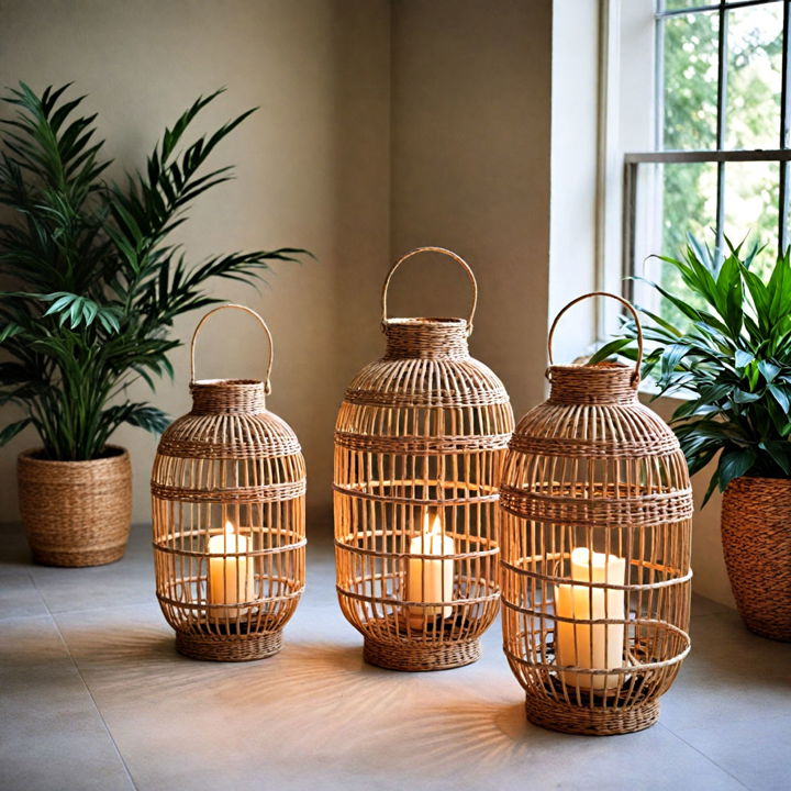 cozy and inviting rattan lanterns